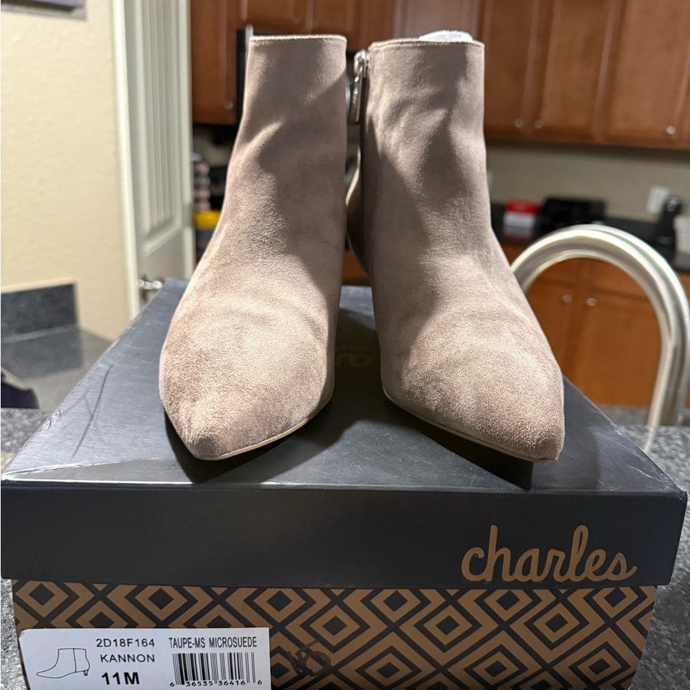 Charles David Taupe Ankle Boots